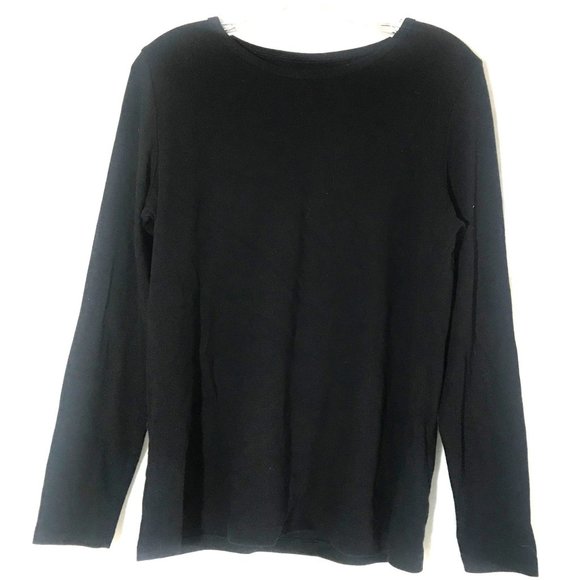 St John's Bay Tops - St John's Bay Long Sleeve Tee in Black 100% Cotton Women's Size Large